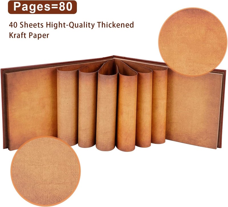 Tpudn Adventure Book Scrapbook Photo Album 80 Pages Retro Leather Cover Memory Book with Luxury DIY Accessories Kit,Exquisite Box Gift Couples Weddings,Travelling,Christmas Day - Image 4